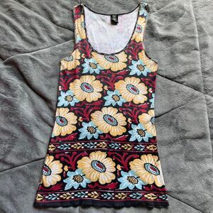 Vintage 90s Lucky Brand Floral Tank Top 100% Cotton Size XS